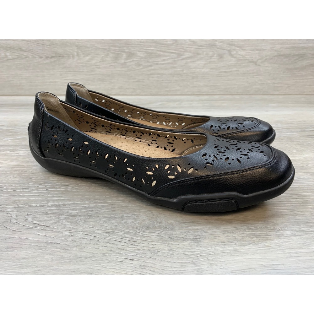 Array Women's Black Laser Cut Perforated Comfort Ballet Flats 7.5 Comfort Shoes